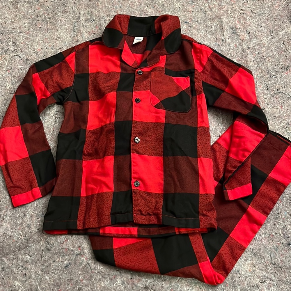 Boys Used Old Navy Sz 8 Buffalo Plaid Holiday Pajamas